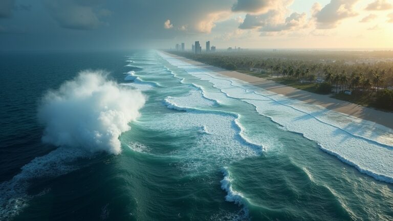 tropical storm approaching a coastline